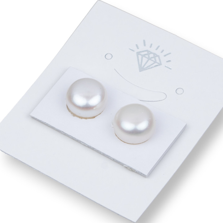 Perle Di Fiume Bottoni Cabochon 1 Foro  (AAAA) 10,5-11,0mm 1 Paia Bianco