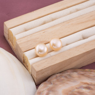 Perle Di Fiume Bottoni Cabochon 1 Foro  (AAAA) 10,5-11,0mm 1 Paia Rosa