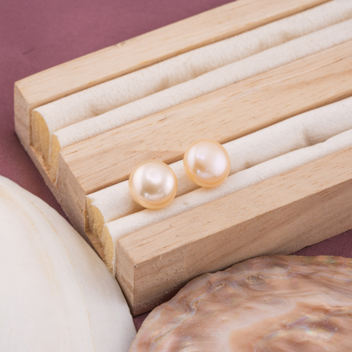 Perle Di Fiume Bottoni Cabochon 1 Foro  (AAAA) 10,5-11,0mm 1 Paia Rosa