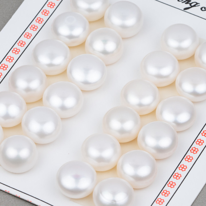 Perle di Fiume Bottoni Cabochon 1 Foro 12,0-13,0mm 14 Paia Bianco
