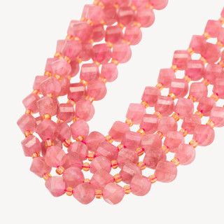 Quarzo Fragola Taglio Rigido Oliva Twist Sfaccettata 6mm