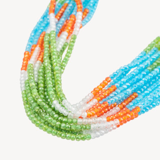 Zirconi Naturali Rondelle Sfaccettate 3x2mm Gradient Bianco, Arancione, Celeste e Verde