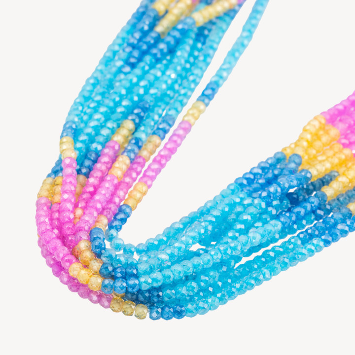 Zirconi Naturali Rondelle Sfaccettate 3x2mm Gradient Blu, Celeste, Rosa e Giallo