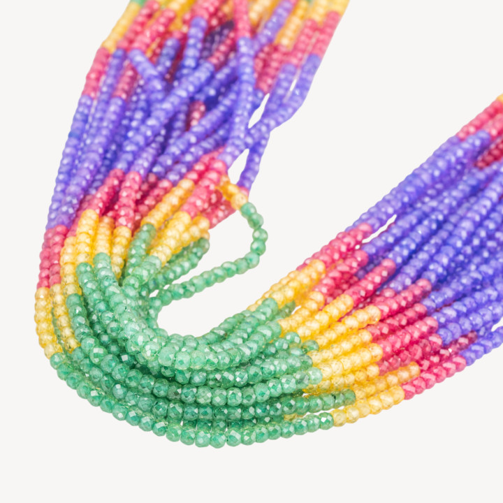 Zirconi Naturali Rondelle Sfaccettate 3x2mm Gradient Verde, Viola, Giallo e Rosso