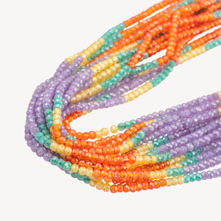 Zirconi Naturali Rondelle Sfaccettate 3x2mm Gradient Viola, Giallo, Verde e Arancione