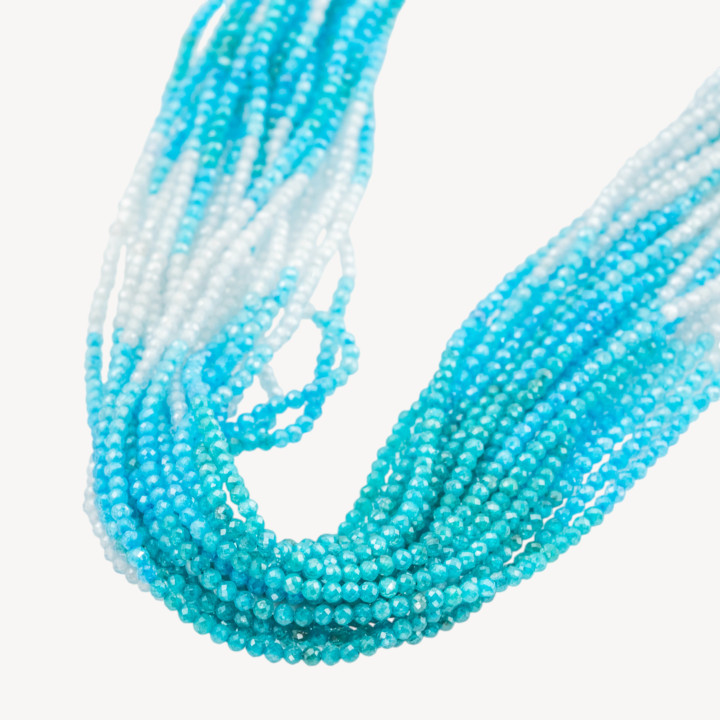 Zirconi Perline Sfaccettate Gradient 2mm Bianco, Azzurro e Verde