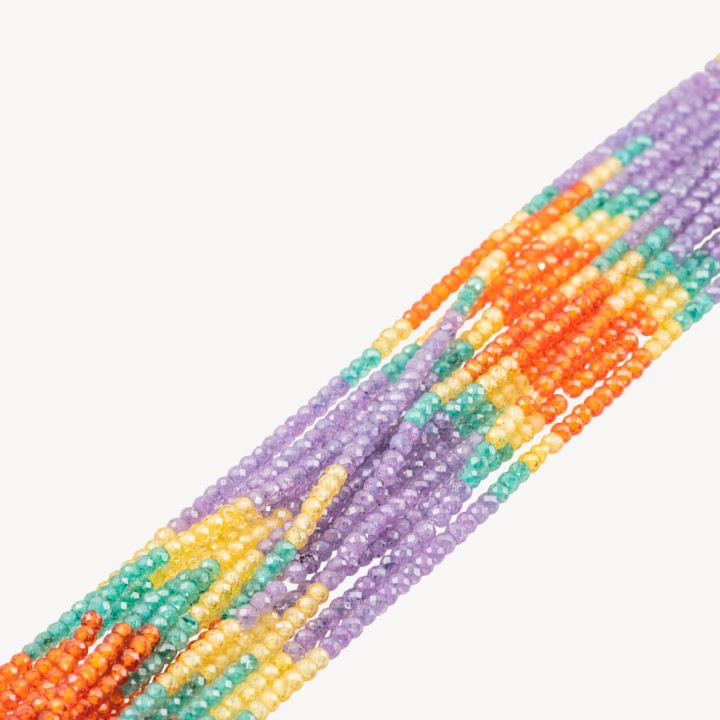 Zirconi Naturali Rondelle Sfaccettate 3x2mm Gradient Viola, Giallo, Verde e Arancione