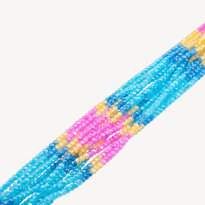 Zirconi Naturali Rondelle Sfaccettate 3x2mm Gradient Blu, Celeste, Rosa e Giallo
