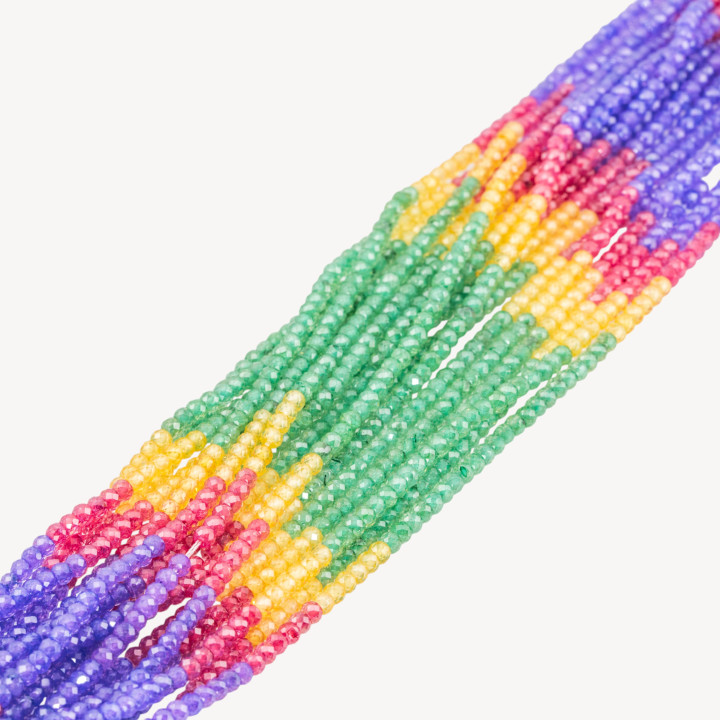 Zirconi Naturali Rondelle Sfaccettate 3x2mm Gradient Verde, Viola, Giallo e Rosso