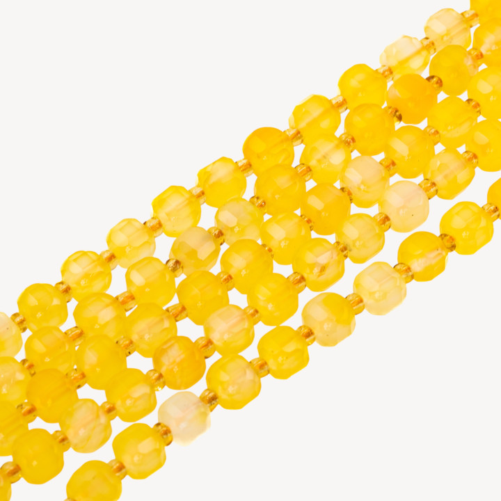 Agata Gialla Taglio Rigido Cubo Sfaccettato 8mm