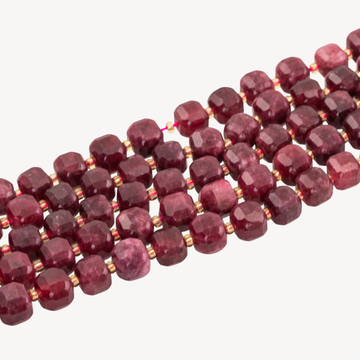 Giada Taglio Rigido Cubo Sfaccettato 10mm Rosso Intenso