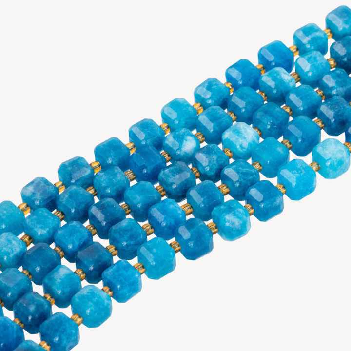 Giada Taglio Rigido Cubo Sfaccettato 10mm Blu Medio