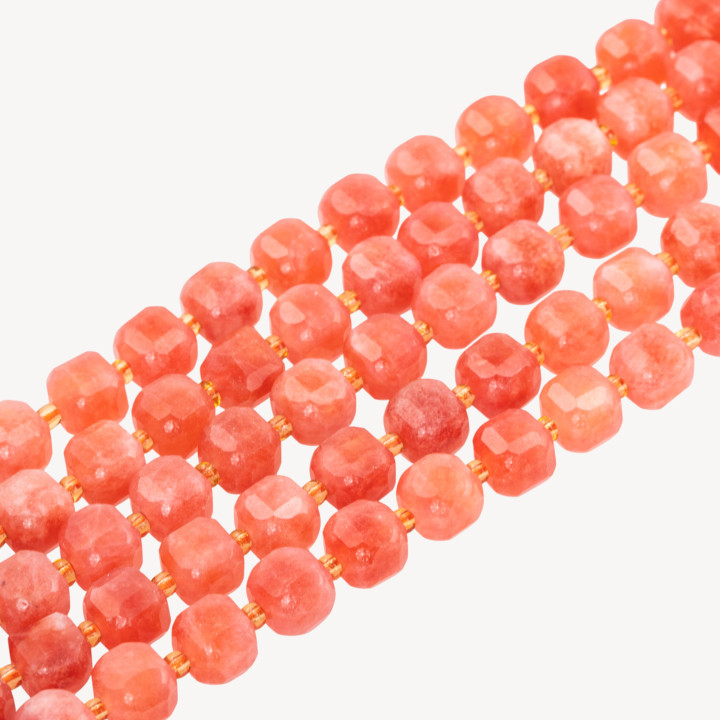 Giada Taglio Rigido Cubo Sfaccettato 10mm Arancio Pesca