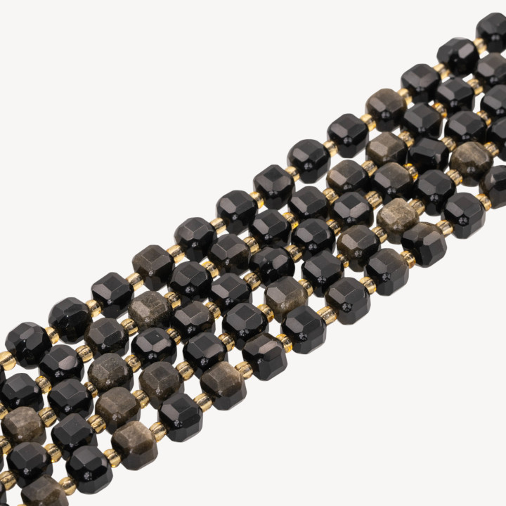 Ossidiana Dorata Taglio Rigido Cubo Sfaccettato 8mm