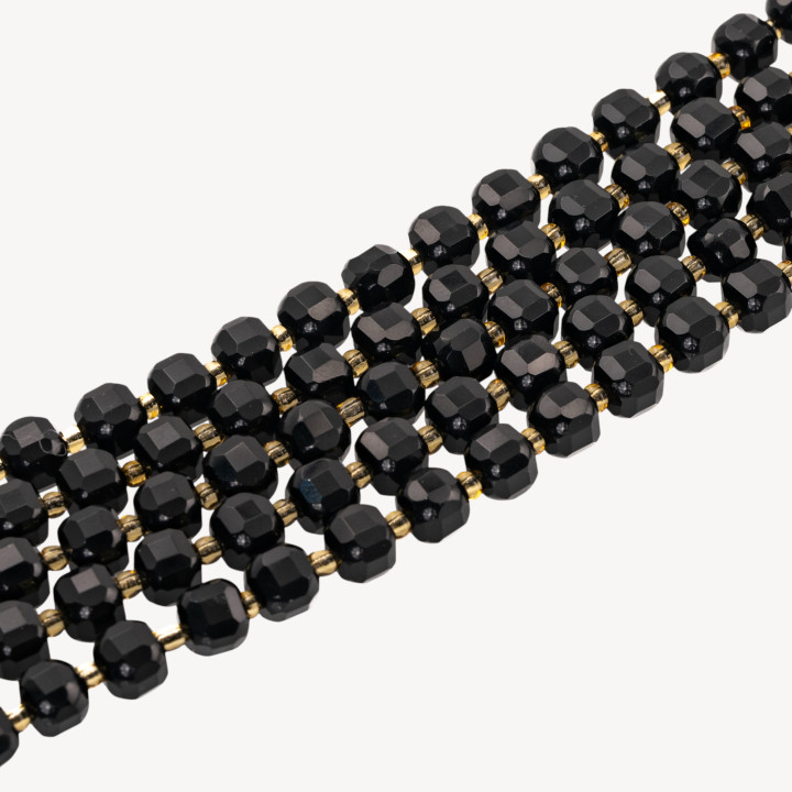 Giada Taglio Rigido Cubo Sfaccettato 10mm Nero