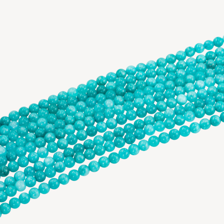 Jade Rond Turquoise Lisse 04mm Effet Amazonite