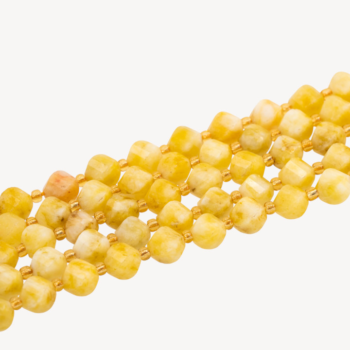 Giada Taglio Rigido Oliva Twist Sfaccettata 6mm Gialla