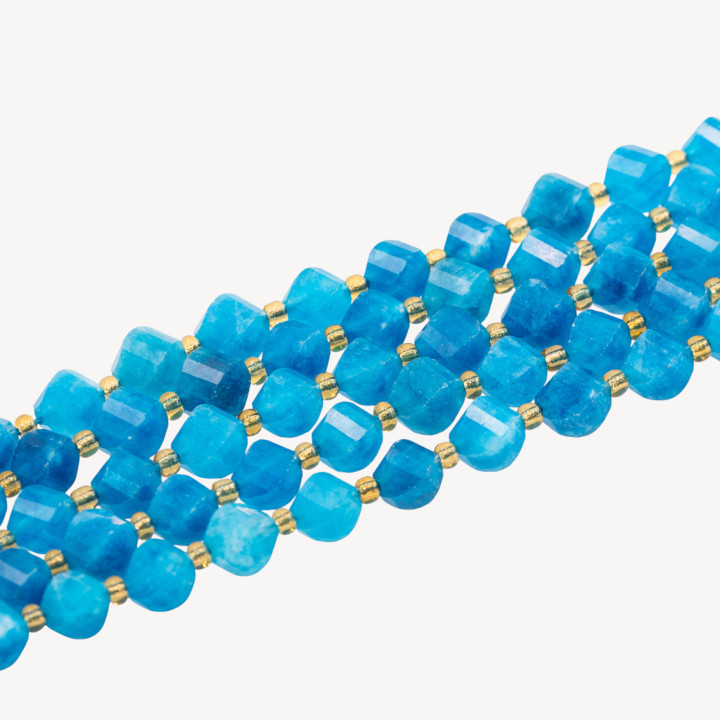 Giada Taglio Rigido Oliva Twist Sfaccettata 6mm Blu