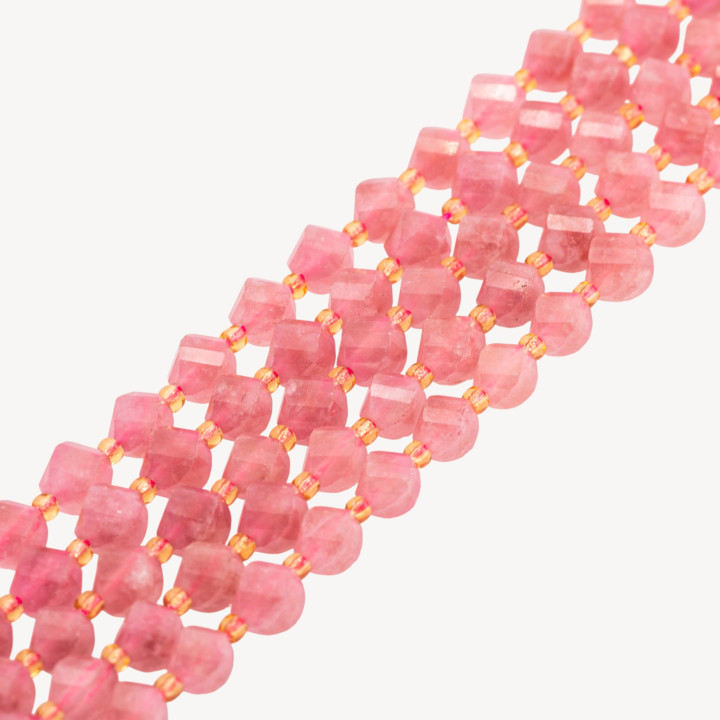 Quarzo Fragola Taglio Rigido Oliva Twist Sfaccettata 6mm