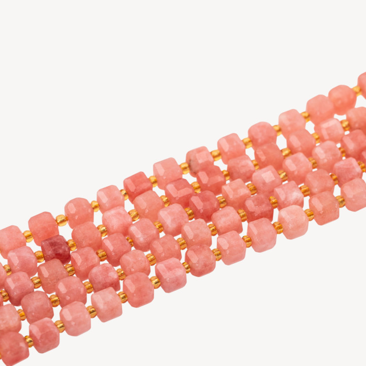 Pietra di Luna Rosa Taglio Rigido Cubo Sfaccettato 8mm