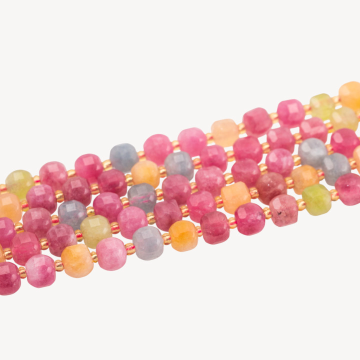 Giada Taglio Rigido Cubo Sfaccettato 8mm Tormalina Chiara