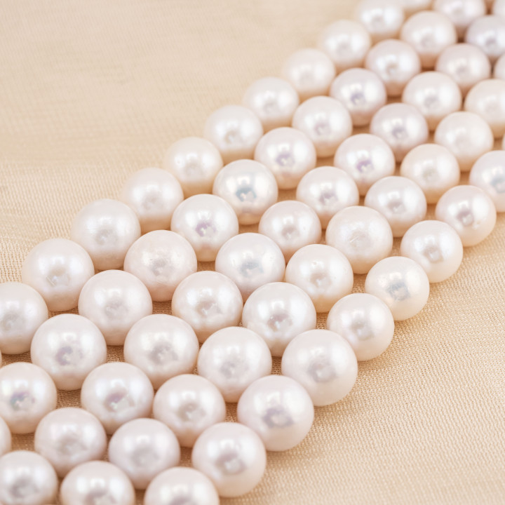 Perle Di Fiume Tonde 12,0-16,0mm Barocche Bianche