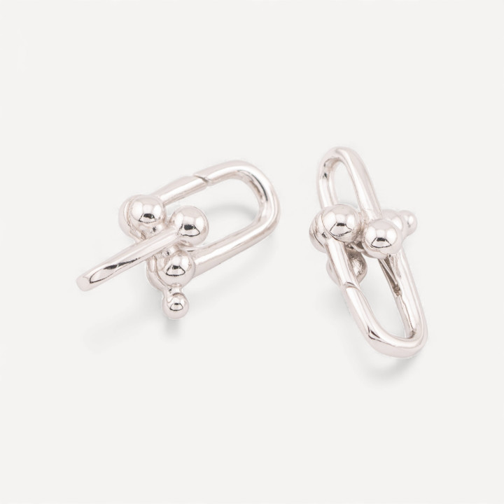 Chiusura Di Argento 925 Gancio A Scatto Rodiato 10x19mm 2pz