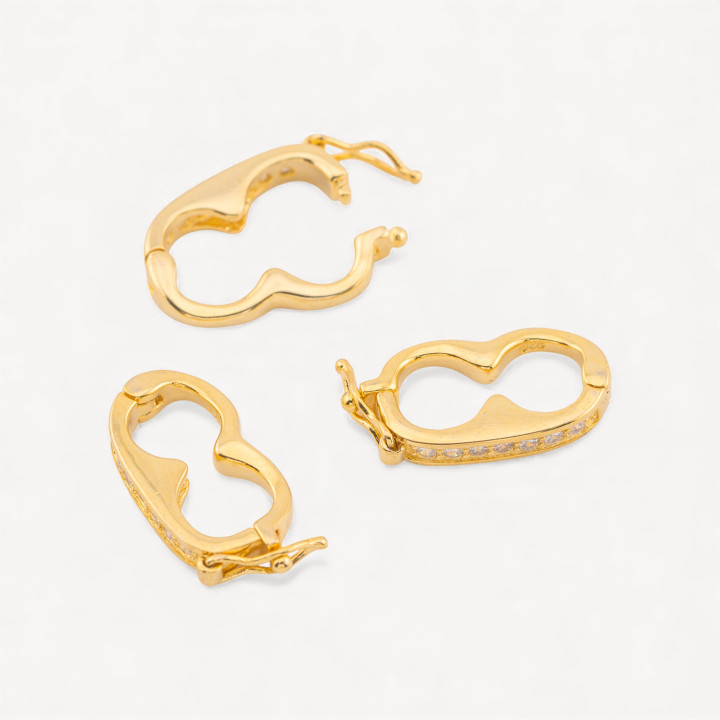 Fermoirs Argent 925 Avec Zircons Stop Collier 10x20mm 3pcs Doré