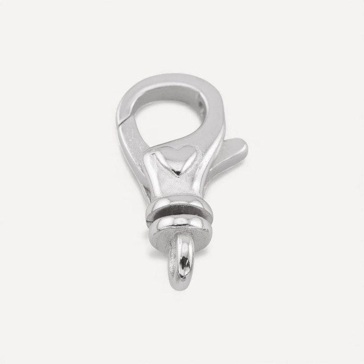 925 Silver Clasp Snap Hook With Heart 8x14mm 4pcs Rhodium Plated