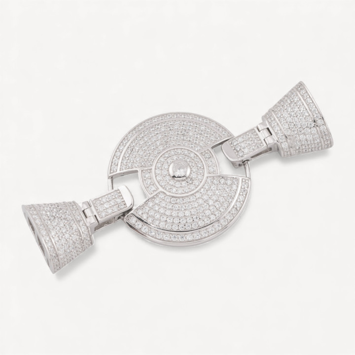 Chiusura Di Argento 925 Con Zirconi Micropave Multifilo 6x60mm 1pz Rodiato