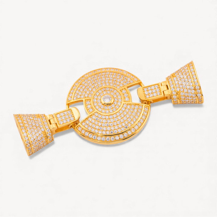 Chiusura Di Argento 925 Con Zirconi Micropave Multifilo 6x60mm 1pz Dorato