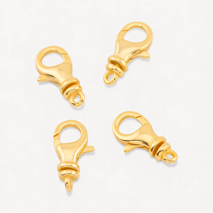 Chiusura Di Argento 925 Gancio A Scatto 8x16mm 4pz Dorato