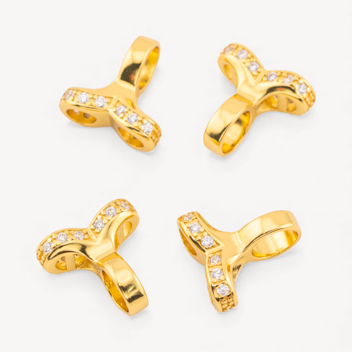 Copas De Plata 925 Con Circonitas Y Doble Enganche Con Barra 12x12mm 6mm 4ud Dorado