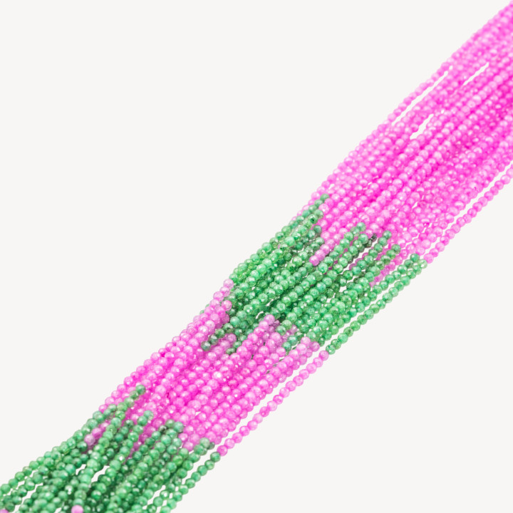 Zirconi Perline Sfaccettate Gradient 2mm Verde e Rosa