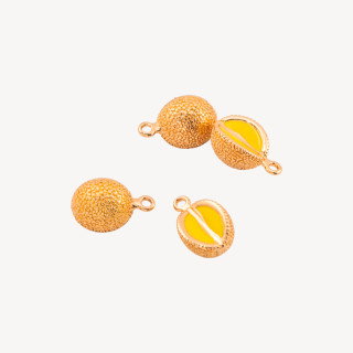 Componente Pendente Di Bronzo Smaltata Frutta 14pz Con 1 Anellino Dorato Melone