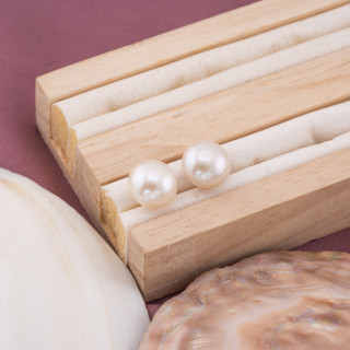 Perle Di Fiume Bottoni Cabochon 1 Foro  (AAAA) 11,0-11,5mm 1 Paia Bianco