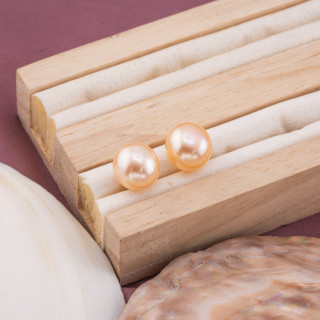 Perle Di Fiume Bottoni Cabochon 1 Foro  (AAAA) 11,0-11,5mm 1 Paia Rosa