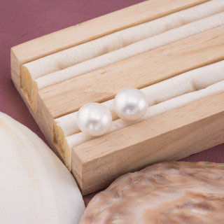 Perle Di Fiume Bottoni Cabochon 1 Foro  (AAAA+) 11,5-12,0mm 1 Paia Bianco