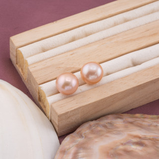 Perle Di Fiume Bottoni Cabochon 1 Foro  (AAAA+) 11,5-12,0mm 1 Paia Rosa