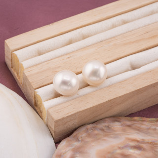 Perle Di Fiume Bottoni Cabochon 1 Foro  (AAAA+) 12,0-12,5mm 1 Paia Bianco