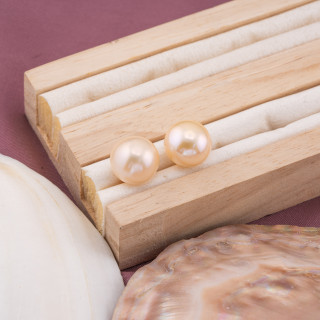 Perle di Fiume Bottoni Cabochon 1 Foro  (AAAA+) 12,5-13,0mm 1 Paia Rosa