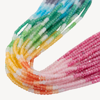 Zirconi Naturali Rondelle Sfaccettate 3x2mm Gradient Candy Arancione, Giallo, Rosa, Verde, Blu e Ruby