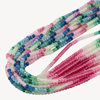 Zirconi Naturali Rondelle Sfaccettate 3x2mm Gradient Candy Blu, Verde e Rosa