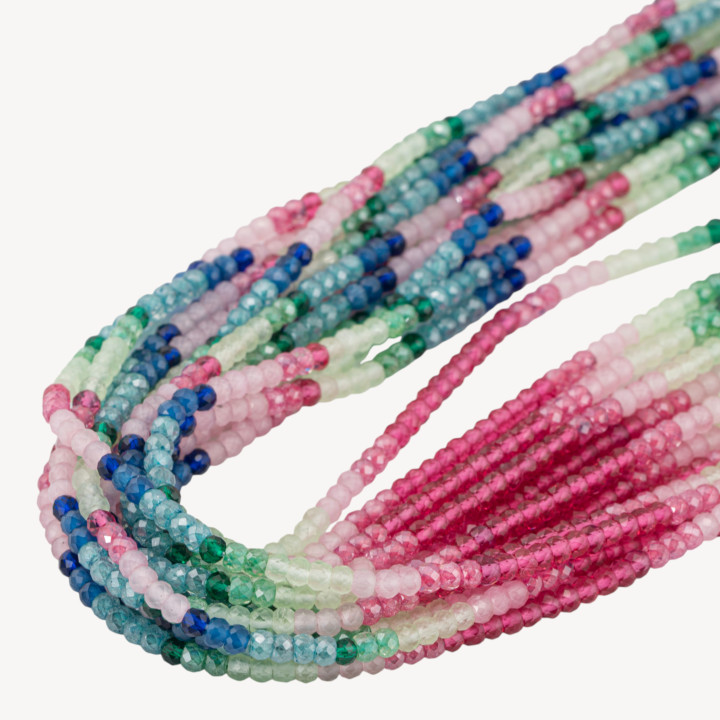 Zirconi Naturali Rondelle Sfaccettate 3x2mm Gradient Candy Blu, Verde e Rosa