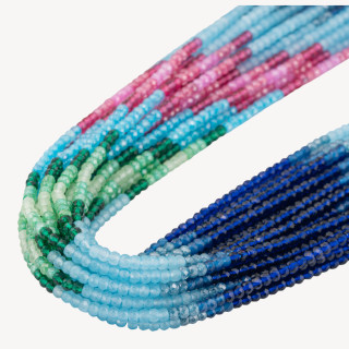 Zirconi Naturali Rondelle Sfaccettate 3x2mm Gradient Ocean Blu, Rosa e Verde