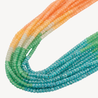 Zirconi Naturali Rondelle Sfaccettate 3x2mm Gradient Sunrise Arancione, Verde e Azzurro