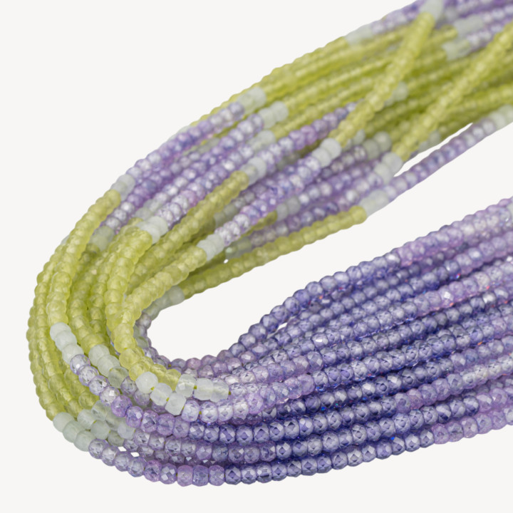 Zirconi Naturali Rondelle Sfaccettate 3x2mm Gradient Verde e Viola