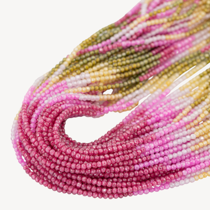 Zirconi Perline Sfaccettate Gradient 2mm Nero, Rosa, Oliva e Ruby