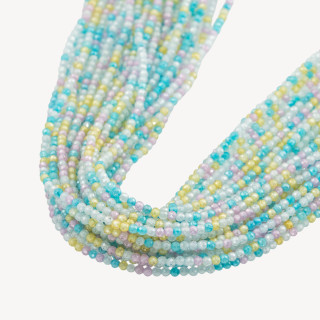Zirconi Perline Sfaccettate Multicolor 2mm Candy Celeste, Rosa e Bianco