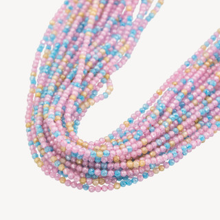 Zirconi Perline Sfaccettate Multicolor 2mm Rosa, Giallo e Celeste